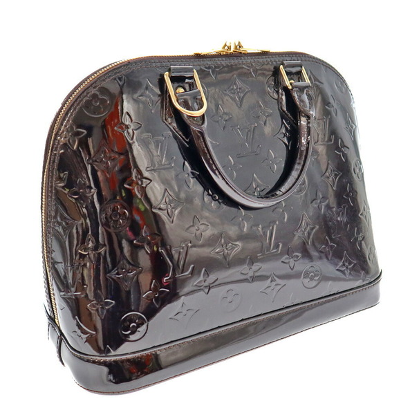 Louis Vuitton Alma Handbag Vernis Amaranth Purple Wine Brown Leather - Picture 2 of 9